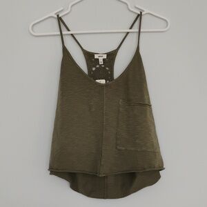 NWT AERIE Summer House Crochet Back Cropped Tank Top Green LARGE